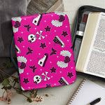 Pink Emo Symbols Pattern Print Leather Bible Cover
