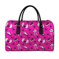 Pink Emo Symbols Pattern Print Leather Duffel Bag