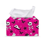 Pink Emo Symbols Pattern Print Leather Tissue Box Cover