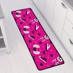 Pink Emo Symbols Pattern Print Long Kitchen Mat