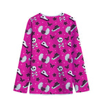 Pink Emo Symbols Pattern Print Long Sleeve Short Coat