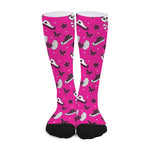 Pink Emo Symbols Pattern Print Long Socks