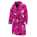 Pink Emo Symbols Pattern Print Men's Bathrobe