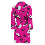 Pink Emo Symbols Pattern Print Men's Bathrobe