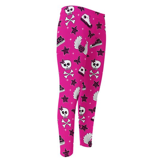 Pink Emo Symbols Pattern Print Men's Compression Pants