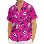 Pink Emo Symbols Pattern Print Men's Deep V-Neck Shirt
