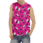 Pink Emo Symbols Pattern Print Men's Fitness Tank Top