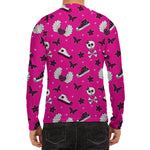 Pink Emo Symbols Pattern Print Men's Long Sleeve Rash Guard