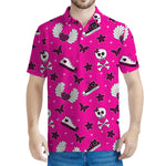 Pink Emo Symbols Pattern Print Men's Polo Shirt