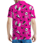 Pink Emo Symbols Pattern Print Men's Polo Shirt