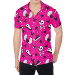 Pink Emo Symbols Pattern Print Men's Shirt
