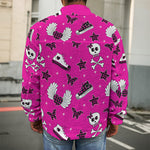 Pink Emo Symbols Pattern Print Men's Shirt Jacket