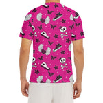 Pink Emo Symbols Pattern Print Men's Short Sleeve Rash Guard