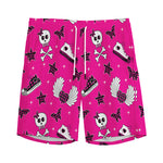 Pink Emo Symbols Pattern Print Men's Sports Shorts