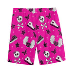 Pink Emo Symbols Pattern Print Men's Sports Shorts
