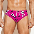 Pink Emo Symbols Pattern Print Men's Swim Briefs