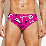 Pink Emo Symbols Pattern Print Men's Swim Briefs