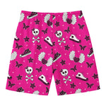 Pink Emo Symbols Pattern Print Men's Swim Trunks