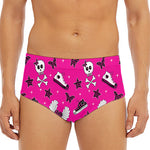 Pink Emo Symbols Pattern Print Men's Triangle Swim Briefs