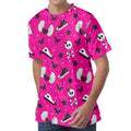 Pink Emo Symbols Pattern Print Men's Velvet T-Shirt