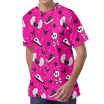 Pink Emo Symbols Pattern Print Men's Velvet T-Shirt