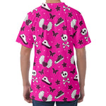 Pink Emo Symbols Pattern Print Men's Velvet T-Shirt