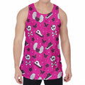 Pink Emo Symbols Pattern Print Men's Velvet Tank Top