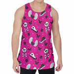 Pink Emo Symbols Pattern Print Men's Velvet Tank Top