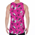 Pink Emo Symbols Pattern Print Men's Velvet Tank Top