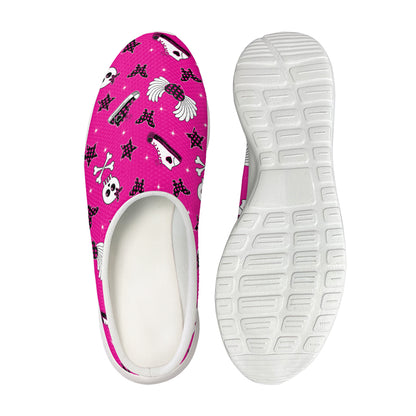 Pink Emo Symbols Pattern Print Mesh Casual Shoes