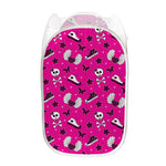 Pink Emo Symbols Pattern Print Mesh Laundry Hamper