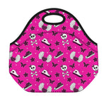 Pink Emo Symbols Pattern Print Neoprene Lunch Bag
