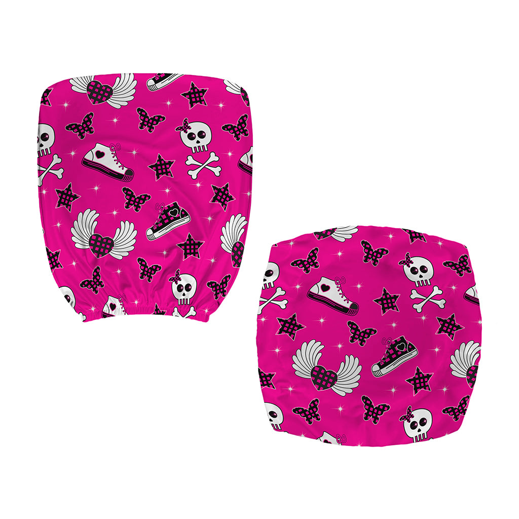 Pink Emo Symbols Pattern Print Office Chair Cover