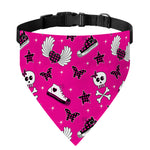 Pink Emo Symbols Pattern Print Over The Collar Dog Bandana
