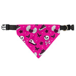 Pink Emo Symbols Pattern Print Over The Collar Dog Bandana