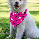 Pink Emo Symbols Pattern Print Over The Collar Dog Bandana