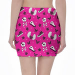 Pink Emo Symbols Pattern Print Pencil Mini Skirt
