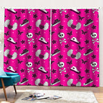 Pink Emo Symbols Pattern Print Pencil Pleat Curtains