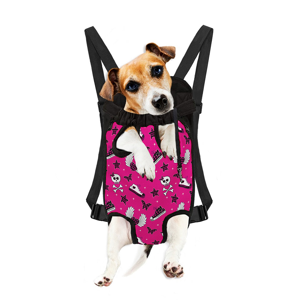 Pink Emo Symbols Pattern Print Pet Carrier Backpack