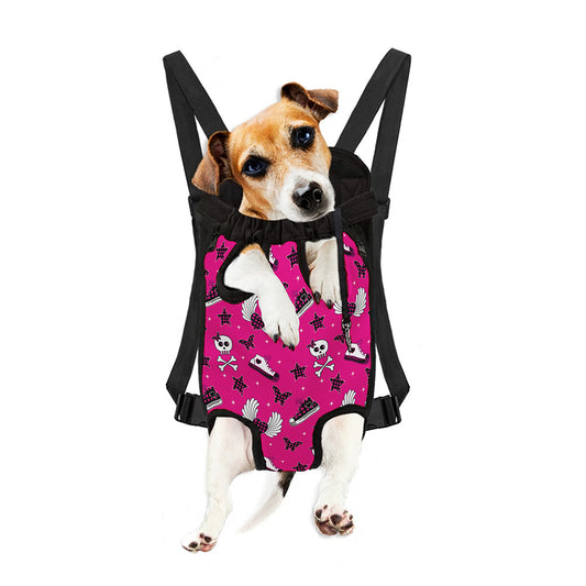 Pink Emo Symbols Pattern Print Pet Carrier Backpack
