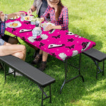 Pink Emo Symbols Pattern Print Picnic Table Cover