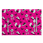 Pink Emo Symbols Pattern Print Placemat