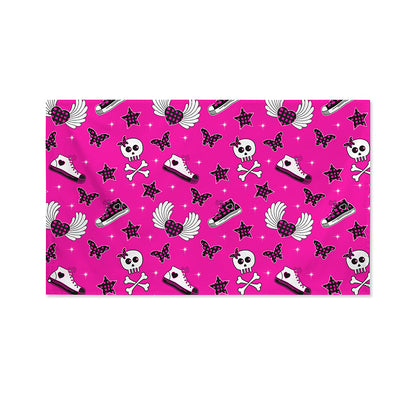 Pink Emo Symbols Pattern Print Polyester Flag