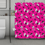 Pink Emo Symbols Pattern Print Polyester Shower Curtain