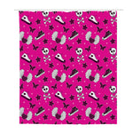 Pink Emo Symbols Pattern Print Polyester Shower Curtain