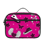 Pink Emo Symbols Pattern Print Portable Lunch Bag