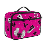 Pink Emo Symbols Pattern Print Portable Lunch Bag