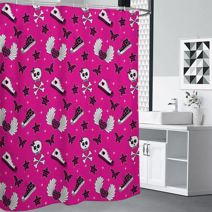 Pink Emo Symbols Pattern Print Premium Shower Curtain