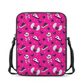 Pink Emo Symbols Pattern Print Rectangular Crossbody Bag