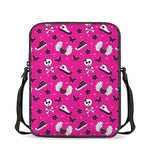 Pink Emo Symbols Pattern Print Rectangular Crossbody Bag